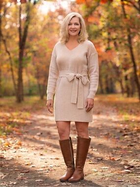 Viral Amazon Tie-Waist Cream Perfect Sweater Dress